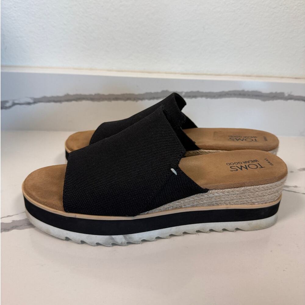 Toms Diana Mule Black Heavy Canvas Platform Espadrilles Size‎ 9.5